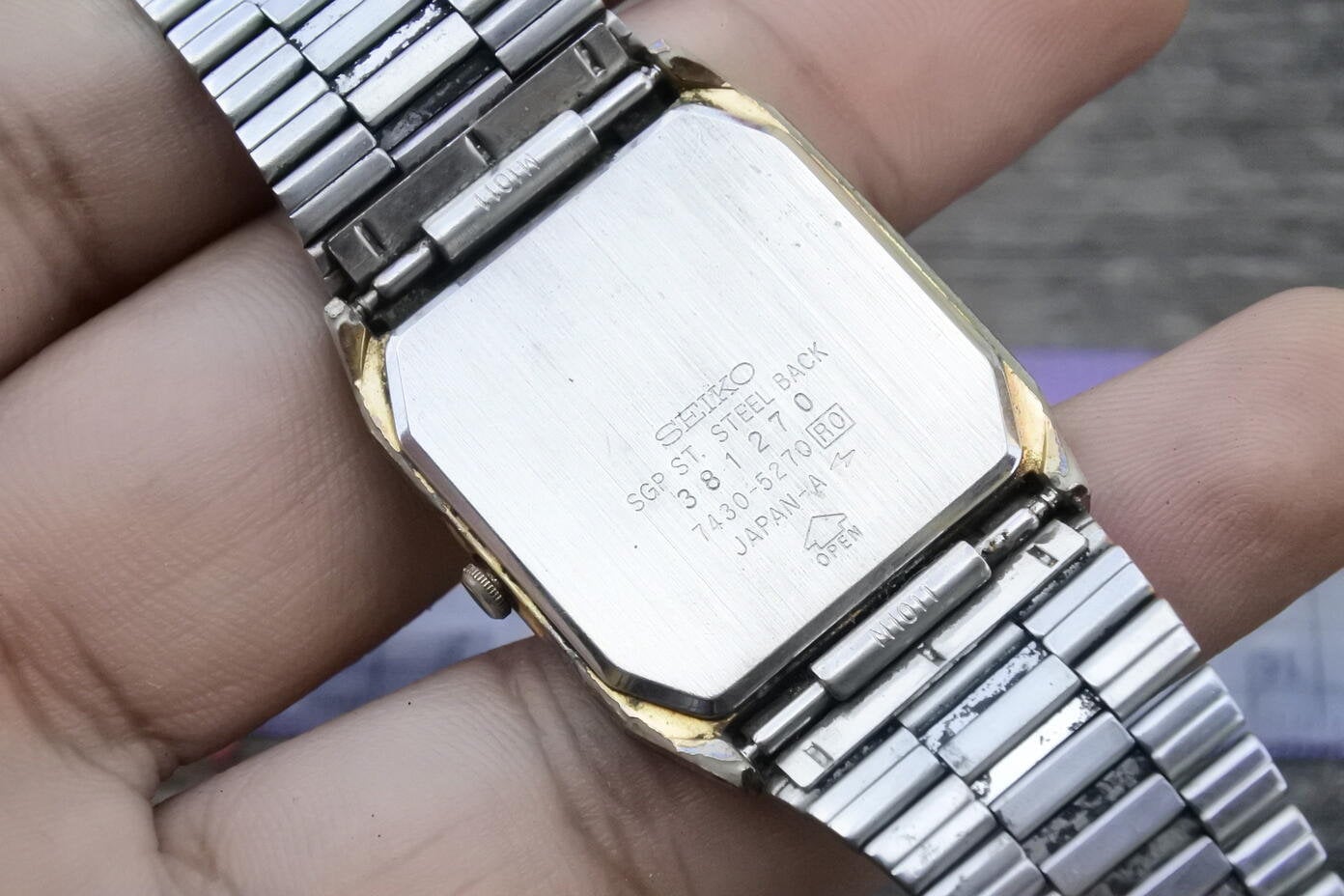 Vintage Seiko Gold Plated 7430 5270 Yellow Dial Men Quartz Watch