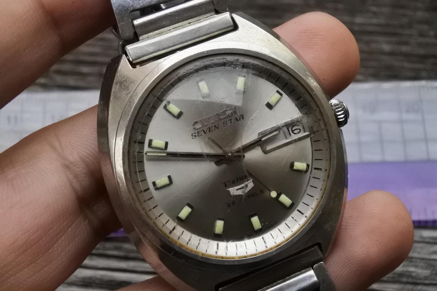 60s CITIZEN SEVEN STAR DX 風防新品 純正ブレス 腕時計 ☆60s シチズン セブンスター デラックス 自動巻 風防交換済