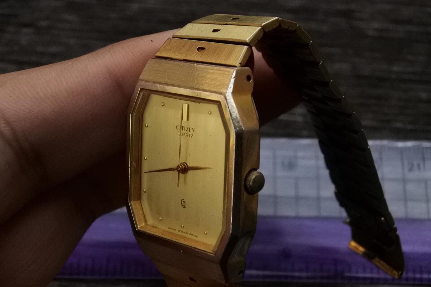 Vintage Citizen Gold Plated 4031 Yellow Dial Men Quartz