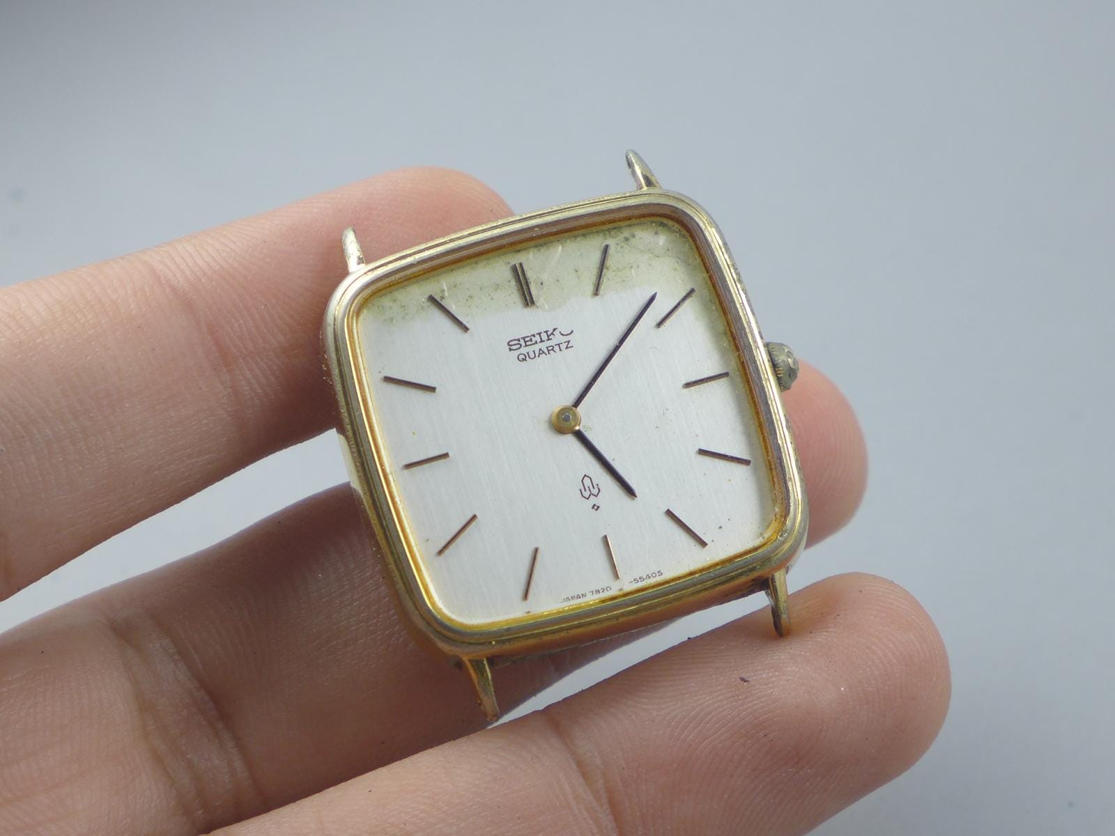 Vintage Seiko Gold Plate 7820 5430 Gray Dial Men Quartz Watch