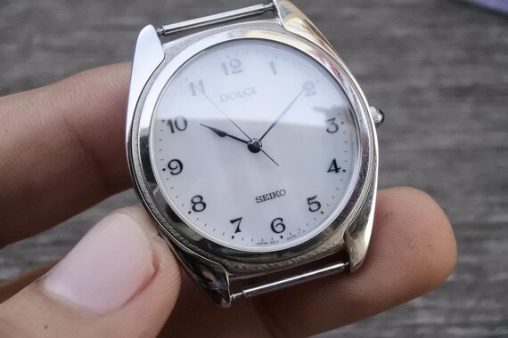 Vintage Seiko Dolce 5E31 6D70 White Dial Men Quartz Watch Japan