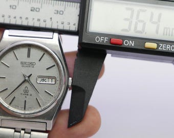 Vintage Seiko Type II 7546 7050 Silver Dial Men Quartz Watch