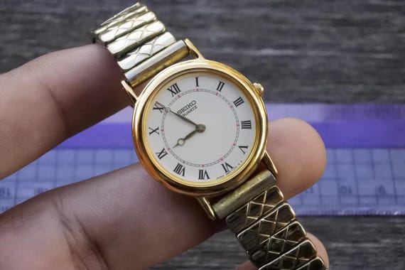 Vintage Seiko Gold Plated 1N00 1D20 Roman Numeric Dial Lady Quartz
