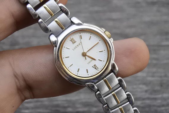 稼働 SEIKO LUCENT 腕時計 クォーツ スクエア ローマン 3045 Vintage Seiko Lucent 4N21 0610 Integrated Bracelet Men Quartz