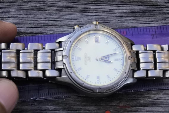 Vintage Seiko AGS Titanium 5M42 0D20 IRIDESCENT DIAL Men Quartz