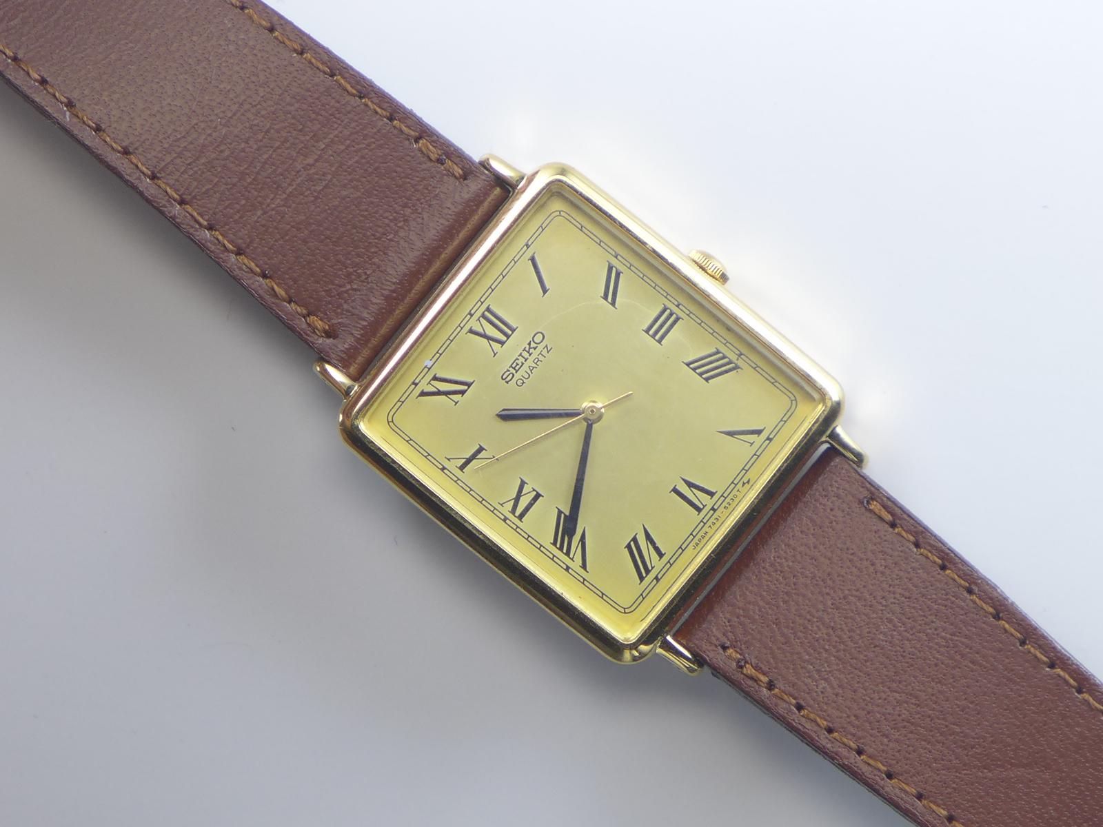 Vintage Seiko Gold Plate 7431 5180 Roman Numeric Dial Men Quartz