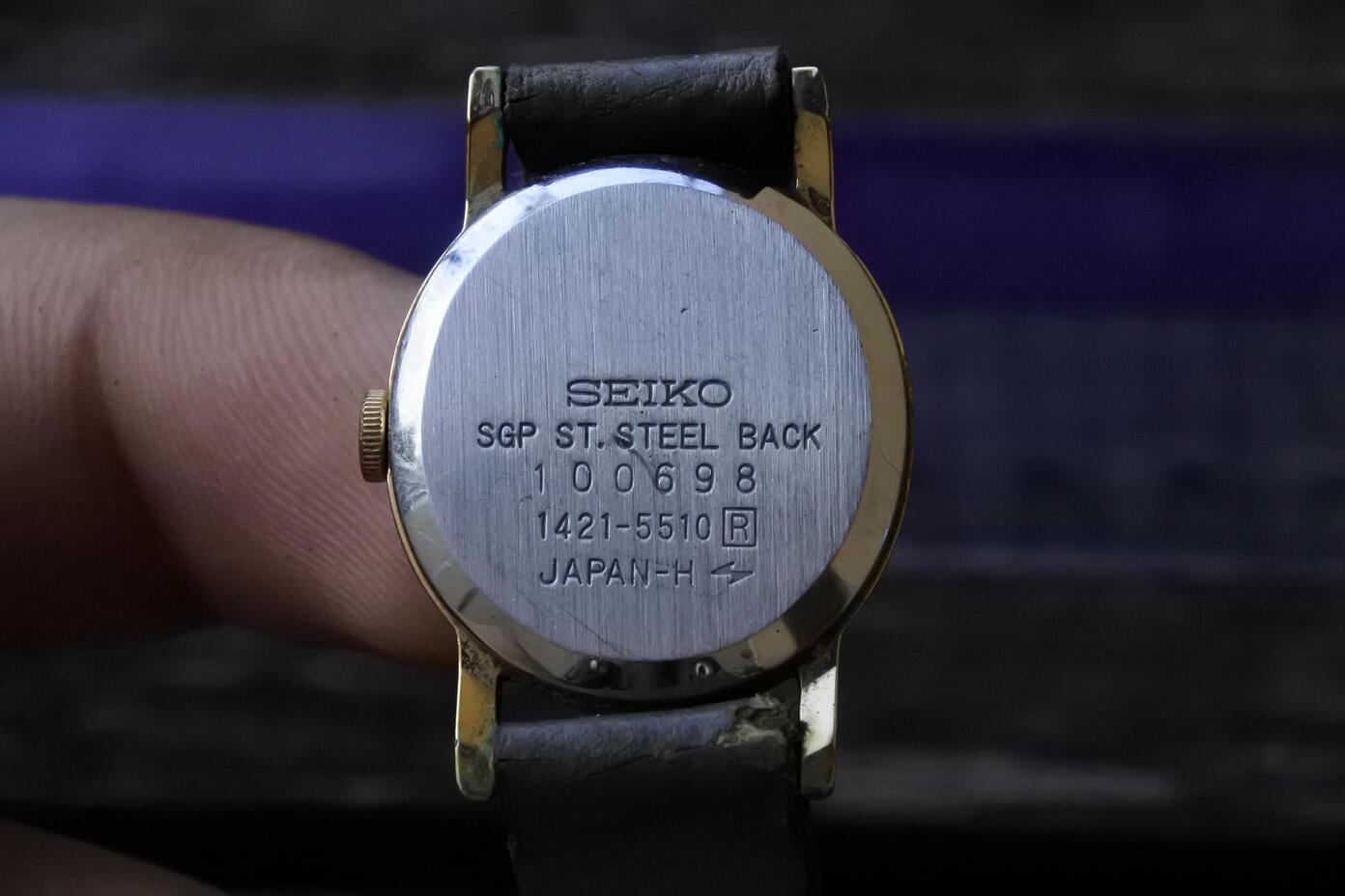 Vintage Seiko Gold Plate 1421 5510 White Dial Lady Quartz Watch