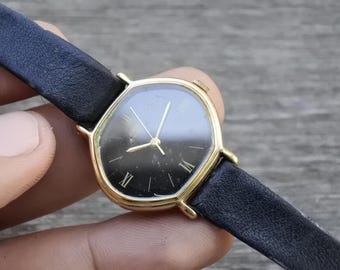 Vintage Seiko Gold Plated 1320 5140 Yellow Dial Lady Quartz Watch