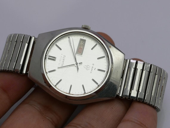 Vintage Seiko Type II 4336 7000 White Dial Men Quartz Watch Japan