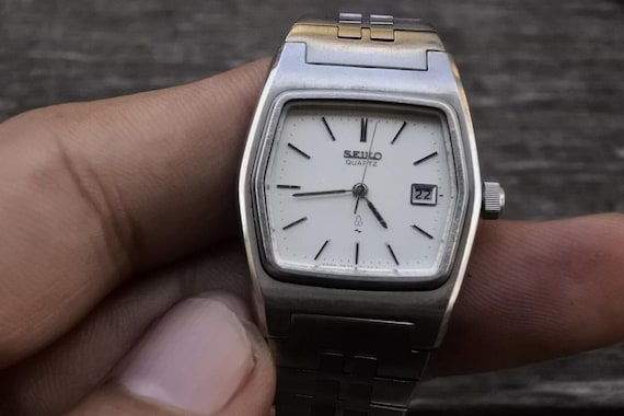 SEIKO tank ドルチェ 9520 オクタゴン グレー文字盤 稼働品 Vintage Seiko 2622 5030 Integrated Bracelet Lady Quartz Watch