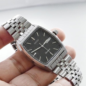 時計 80s SEIKO QUARTZ cushion square silver Seiko Cushion Quartz - Etsy