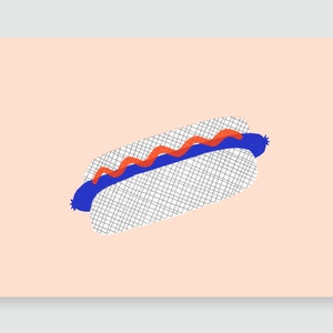 Art print »Hot Dog« — salmon / handprinted