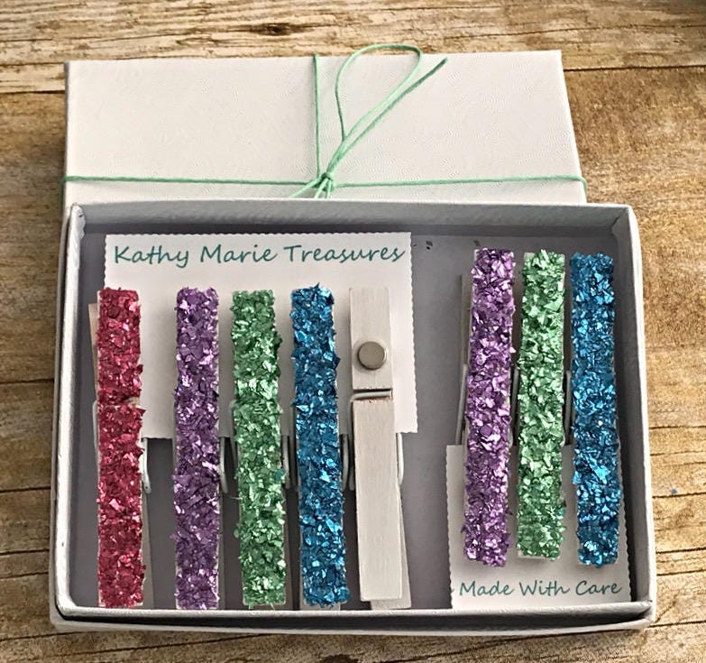 Glitter decorated clothes pins clothes pin Etsy
