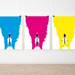 cowboy - stampa - cavallo - decorazione pareti - cyan - magenta - nero - giallo - bianco - stilizzato - canyon - disegno originale
