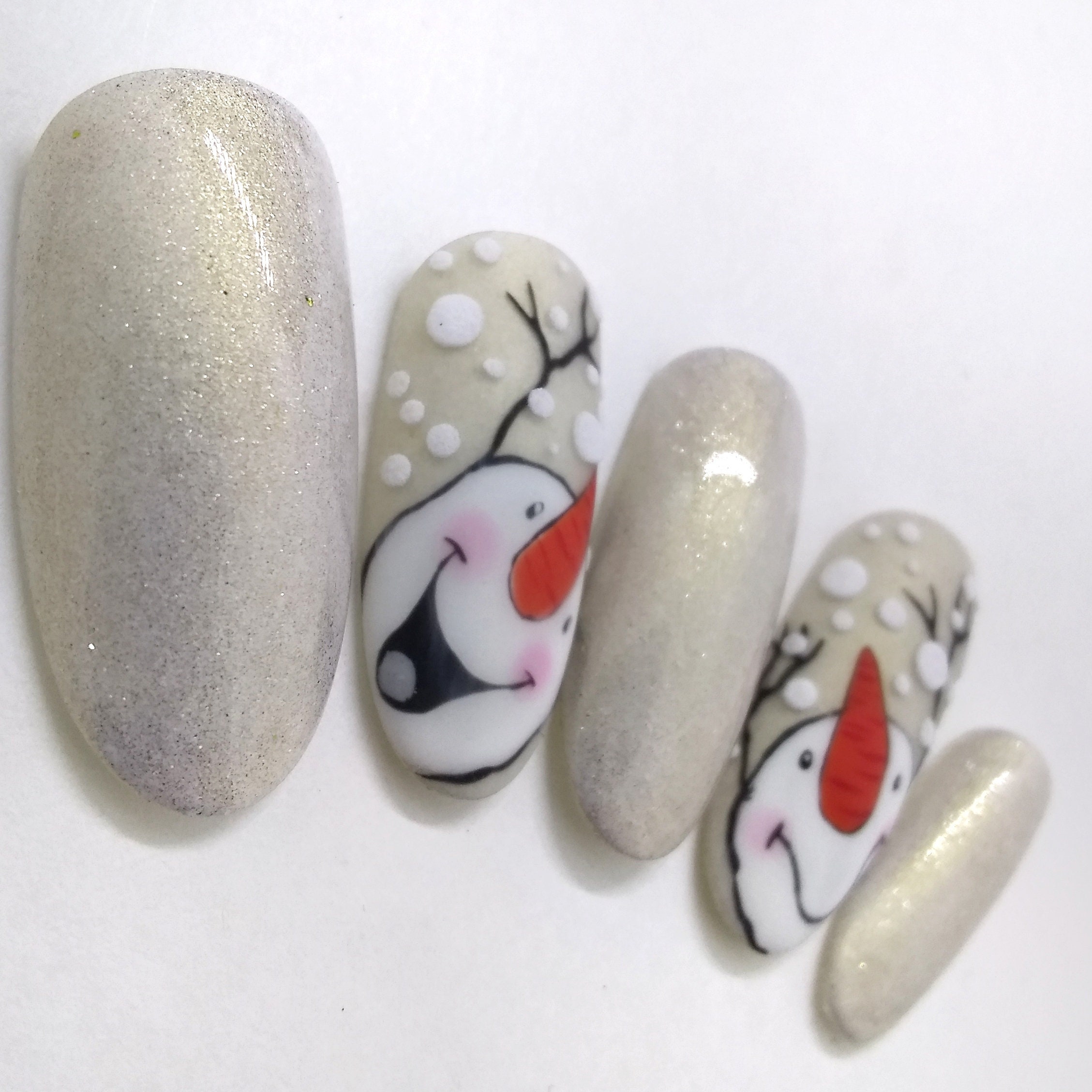 Snowman White Christmas Winter Press on Nails Winter Nails | Etsy