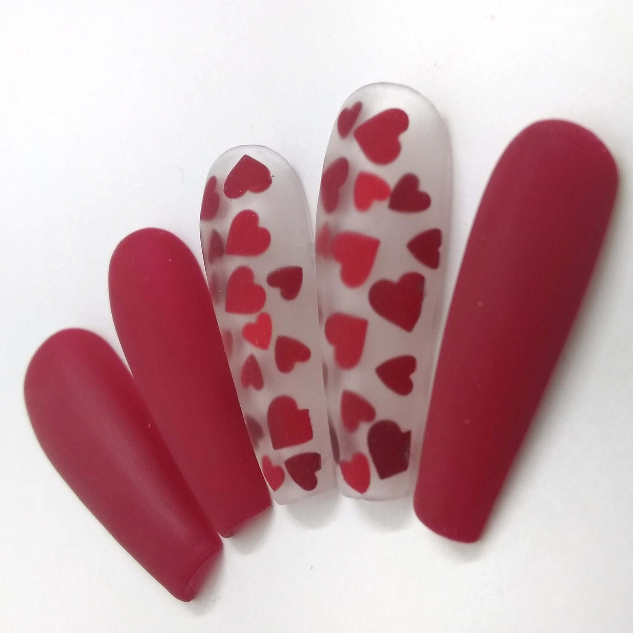 Red Heart Matte Valentine's Press on Nails - Etsy