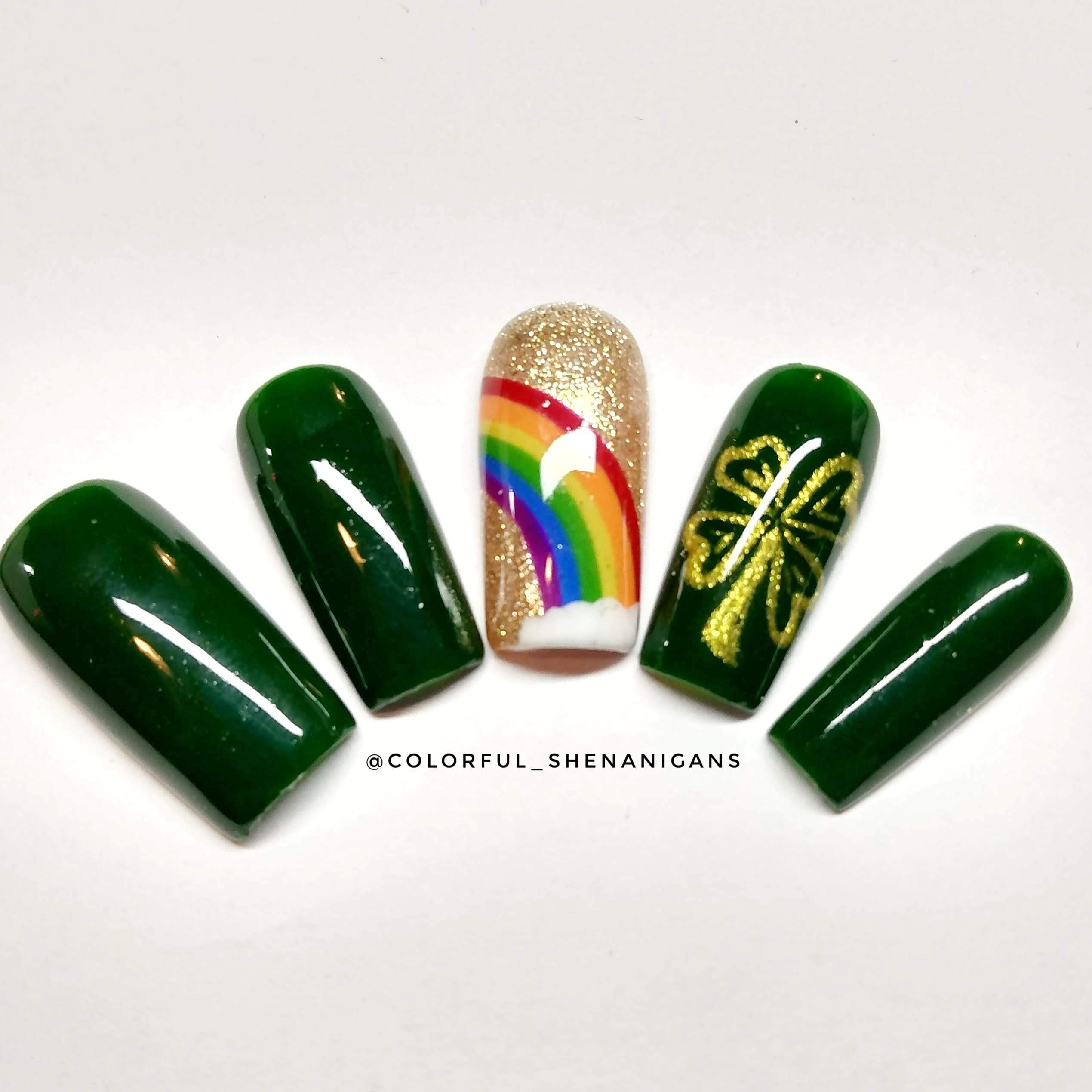 Rainbow Cloves Press on Nails St Patrick's Day Nails - Etsy Rainbow Cloves Press on Nails St Patrick's Day Nails - Etsy