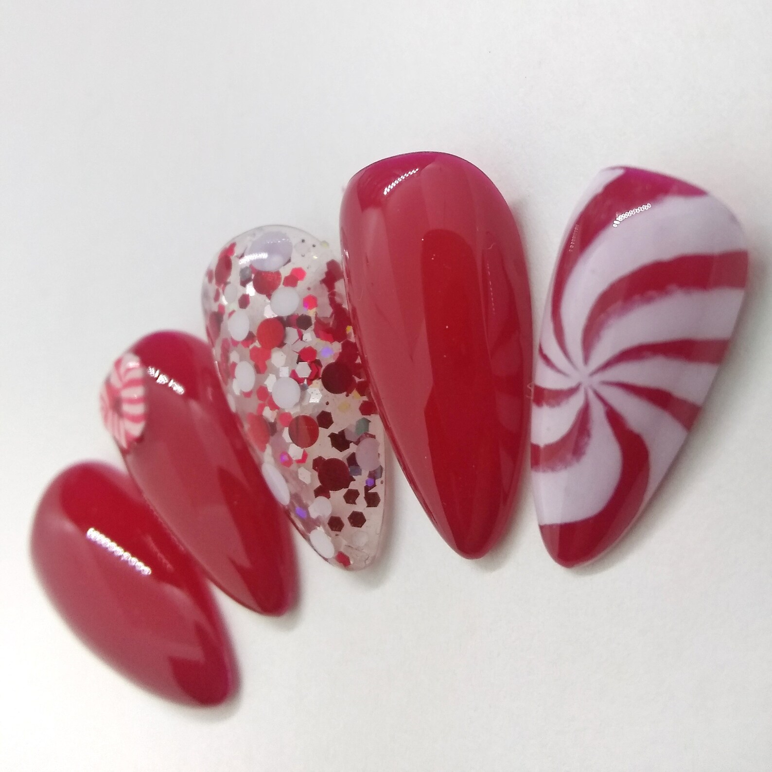 Christmas Candy Cane Press on Nails Christmas Nails Custom | Etsy