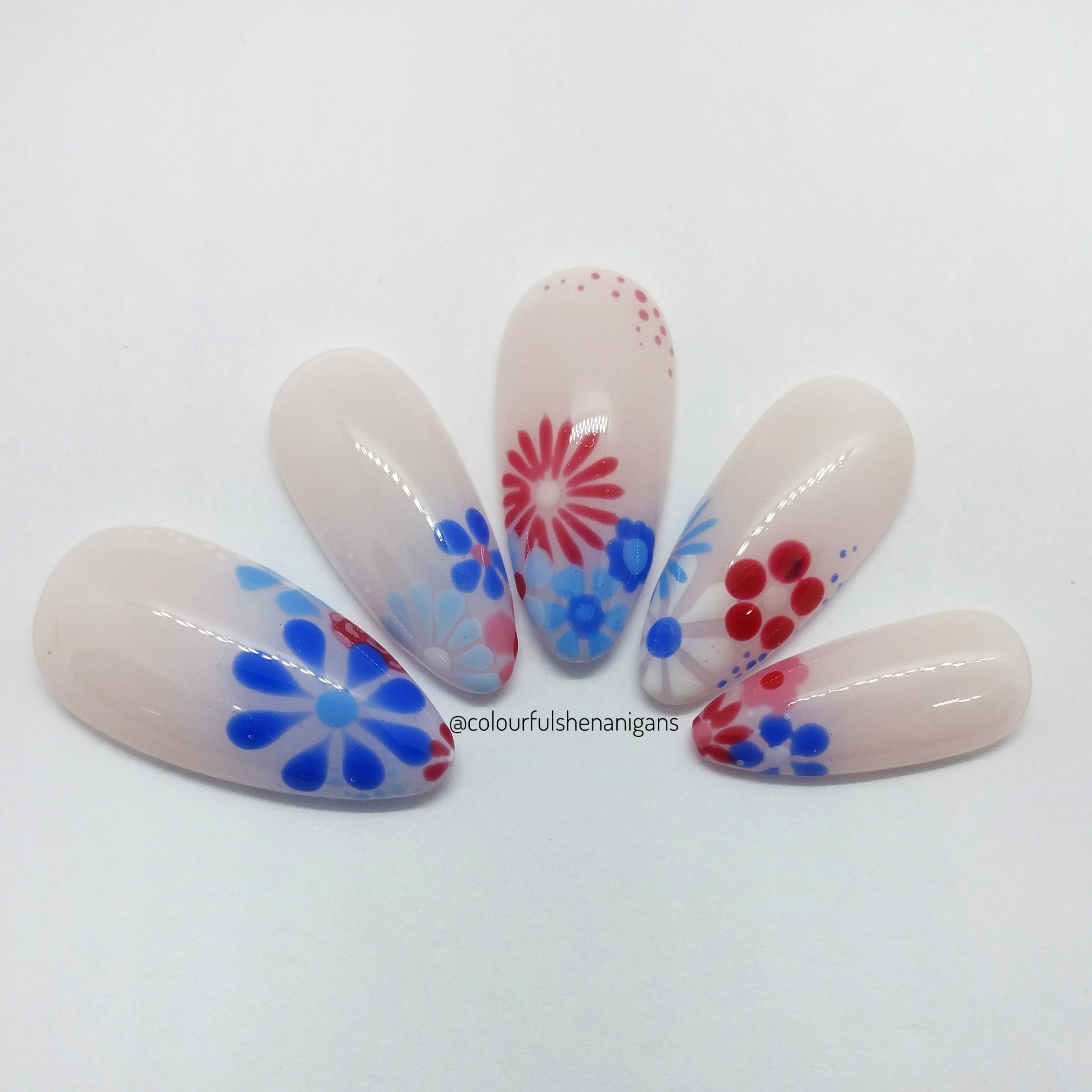 Floral Patriotic Press on Nail 4th of July Nails Custom - Etsy Floral Patriotic Press on Nail 4th of July Nails Custom - Etsy