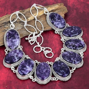 Collana in sodalite naturale, gioielli in argento sterling 925, collana con pietre preziose, collana da donna, catena regolabile, regalo fatto a mano, regali di nozze