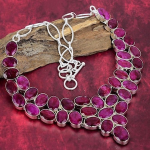 Red Ruby Necklace, 925 Sterling Silver Jewelry Gemstone Jewelry, Natural Jewelry, Adjustable Chain Handmade Necklace, Wedding Gifts