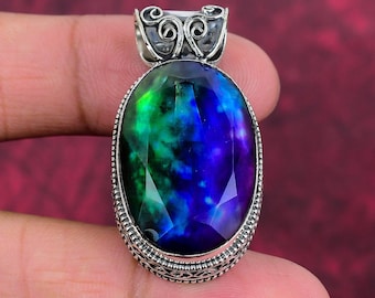 Beautiful Ammolite Pendant, 925 Sterling Silver, Unique Jewelry, Wedding Jewelry, Handmade Pendant Adjustable Pendant Father&#39;s Day Gifts