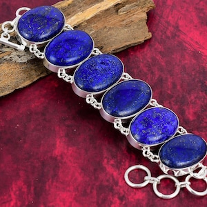 Beautiful Lapis Lazuli Bracelet, 925 Sterling Silver Bracelet, Adjustable Chain Bracelet, Gemstone Bracelet, Handmade Jewelry, Easter Gift