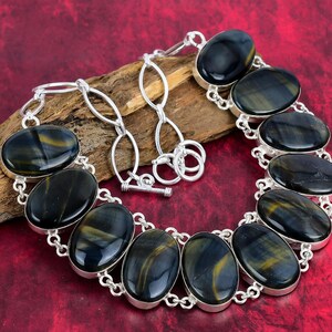 Pietersite Necklace 925 Sterling Silver Jewelry Gemstone Handmade Jewelry Pietersite Healing Jewelry Adjustable Chain Necklace Birthday Gift