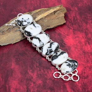Unique Zebra Jasper Bracelet, 925 Sterling Silver Bracelet, Adjustable Chain Bracelet, Gemstone Bracelet, Handmade Jewelry, New Year Gifts.