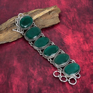 Beautiful Emerald Bracelet, 925 Sterling Silver Bracelet, Adjustable Chain Bracelet, Gemstone Bracelet, Handmade Jewelry, Anniversary Gifts.