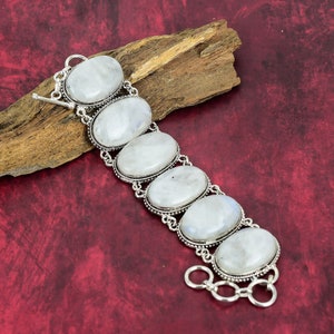 Rainbow Moonstone Bracelet, 925 Sterling Silver Bracelet, Adjustable Chain Bracelet, Gemstone Bracelet, Handmade Jewelry Unique Gifts.