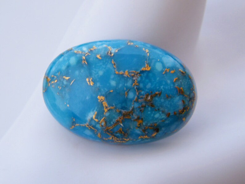 29x20x7.5mm Blue Turquoise Cabochon Mohave Copper Blue Copper Turquoise Oval Shape Flat Back Cabochon
