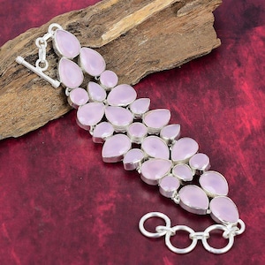 Rose Quartz Bracelet, 925 Sterling Silver Bracelet, Dainty Gemstone Bracelet, Delicate Handmade Bracelet, Classic Simple Bracelet, Gift