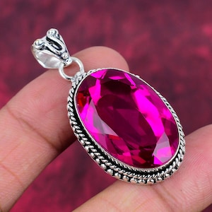 Pink Rubellite Pendant, 925 Sterling Silver Pendant, Handmade Jewelry Pendant, Antique Pendant Rubellite Gemstone Pendant Valentine Day Gift