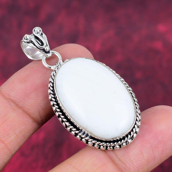 Beautiful White Coral Pendant Oval Gemstone Pendant 925 Sterling Silver Pendant Amazing Pendant Handmade Jewelry Valentine Day Gift
