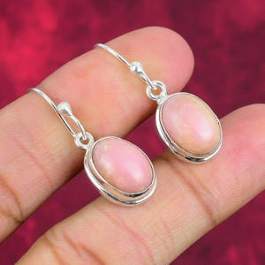 Beautiful Pink Opal Drop Earrings Handmade Designer Earrings 925 Sterling Silver Dangle Jewelry Unique Boho Style Earrings Mother Day Gift