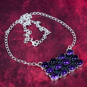 Beautiful Amethyst Gemstone Necklace 925 Sterling Silver Necklace Amethyst Adjustable Chain Necklace Bridal Necklace Bohemian Jewelry Gifts