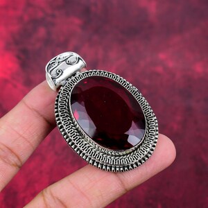 Roter Granat Anhänger, 925 Sterling Silber Schmuck, Edelstein Schmuck, handgemachte Anhänger, verstellbare Kette Anhänger Halskette Geburtstagsgeschenke