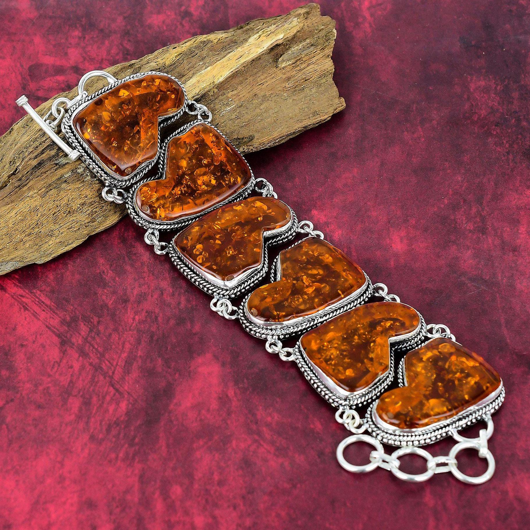 Armband van Baltisch barnsteen, 925 sterlingzilveren armband, verstelbare schakelarmband, edelsteenarmband, handgemaakte sieraden, jubileumcadeaus.