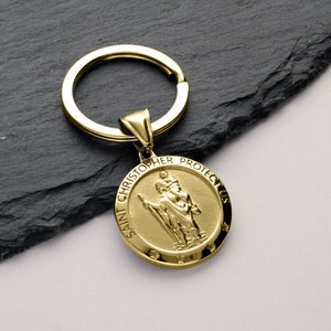 Gold Saint Christopher Keyring with option to personalise