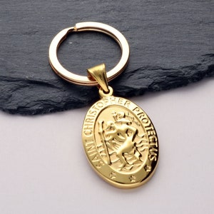 Gold Saint Christopher Keyring with option to personalise