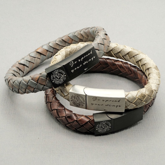 St Christopher Leather Wrap Bracelet Safe Travels Bracelet