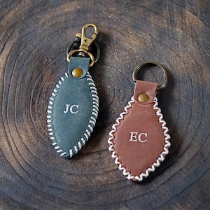 Handmade Leather ID Keyring with Personalisation