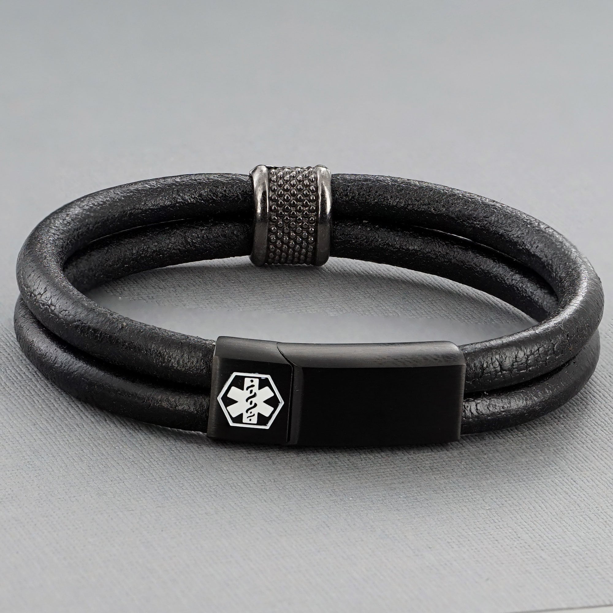 Medical Alert ID Bracelet With Soft Leather Personalised Etsy UK