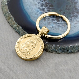 Round Steel St Christopher Keyring, Saint Christopher Keyring, St Christopher Keychain,  Religious Gift, Travellers Prayer, any message