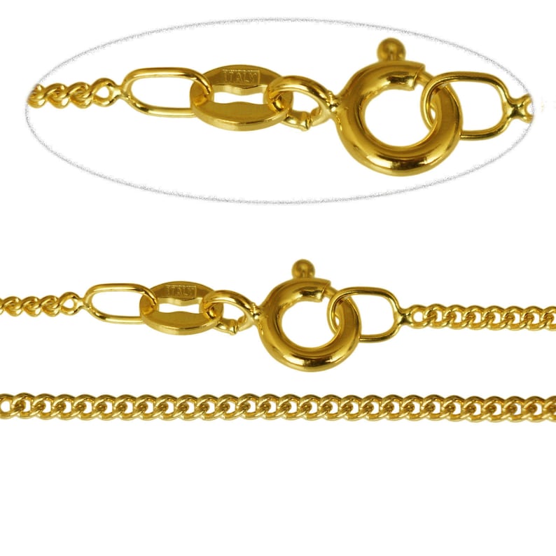 9ct Gold Plated fine 1.4mm Diamond Cut Curb Chain 14" to 40" Inch, All Sizes, Necklace