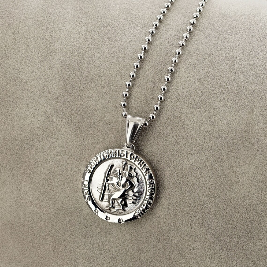 Mens Personalised St Christopher Necklace Engraved Silver Etsy Mens Personalised St Christopher Necklace Engraved Silver Etsy