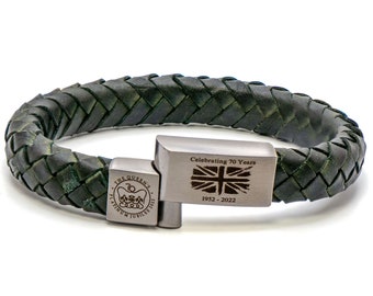 Mens Leather Bracelet to Commemorate the Queen's Jubilee 2022