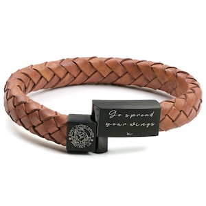 St Christopher Leather Bracelet Safe Travels Bracelet Communion Gift Walnut Brown