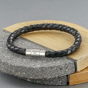 Pulsera de identificación de cuero para hombre: pulsera personalizada, regalo para él, regalo de San Valentín.